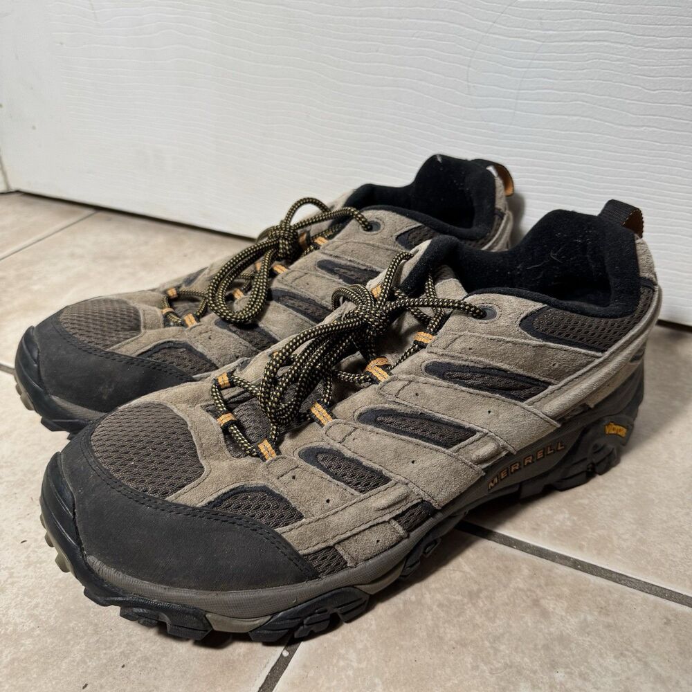Merrell Men’s Moab Ventilator Hiking Shoes Sz 12 W Wide Brown Suede Vibram Trail
